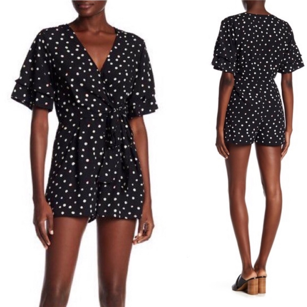 Nordstrom 19 Cooper black & white polka dot romper, NWT